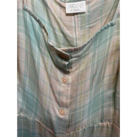 Abound Pink Green Adley Plaid Dress Sz 2X Women Sleeveless Button Up NEW - Picture 3 of 8